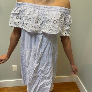 Off the shoulder dress with blue strips